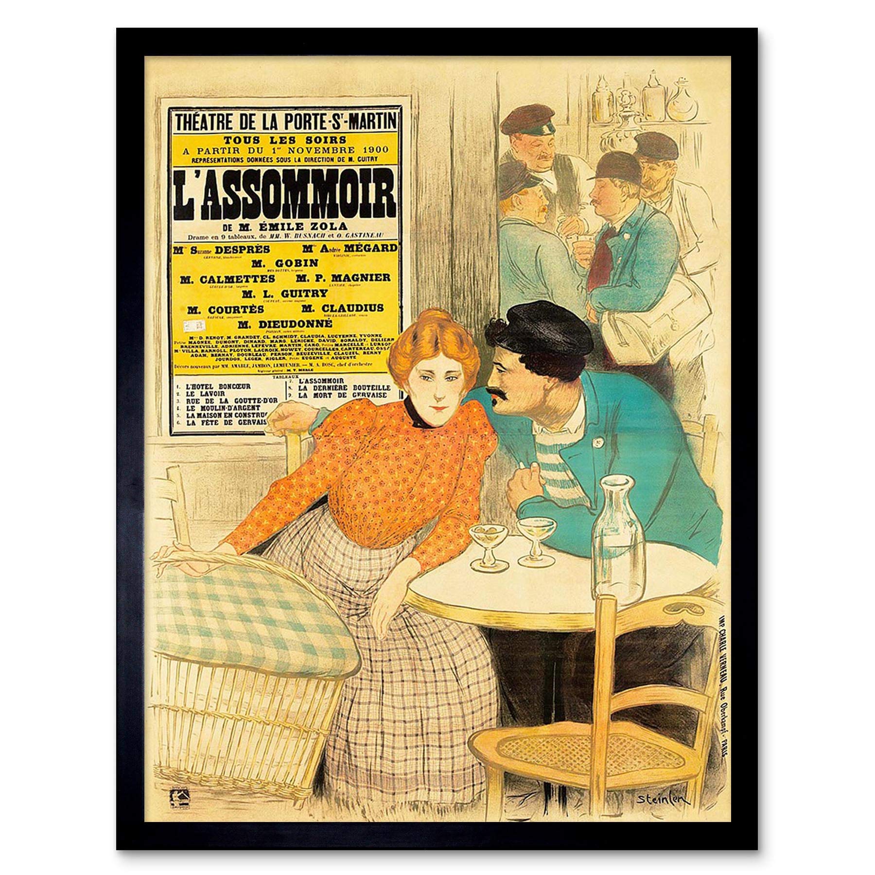 Wee Blue Coo Advert Theatre Stage Play L'Assommoir Zola France Cafe Art Print Framed Poster Wall Decor 12X16 Inch