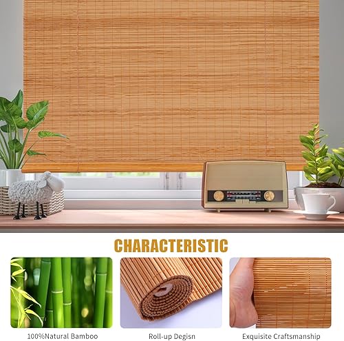Miniatura 7 de Persianas de bambú, cortinas de bambú, persianas de bambú para ventana al aire libre, bambú natural, hermoso y práctico,