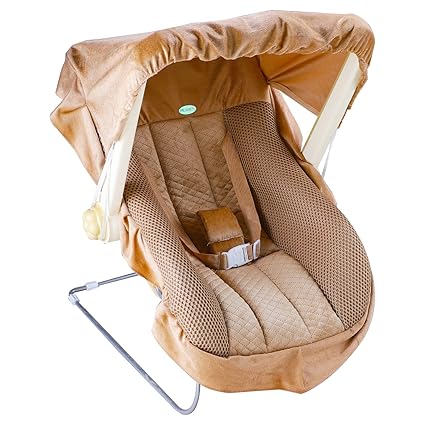 PEAHEN Musical 12-in-1 Carry Cot Bouncer with Storage Box & Mosquito Net for Newborn Baby (Brown)