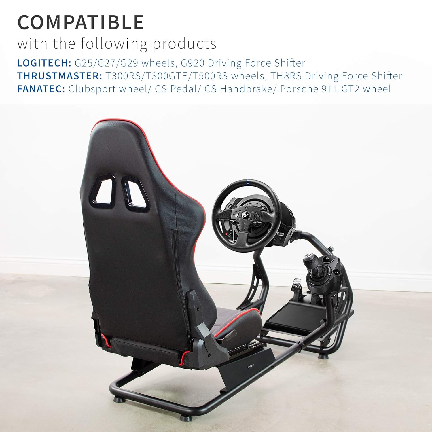 VIVO Racing Simulator Cockpit with Wheel Stand, Gear Mount, Chair and Frame Only, Fits Logitech, Thrustmaster, Fanatec, Compatible with Xbox One, Playstation, PC Video Game, Red Stripe, STAND-RACE1B : Video Games