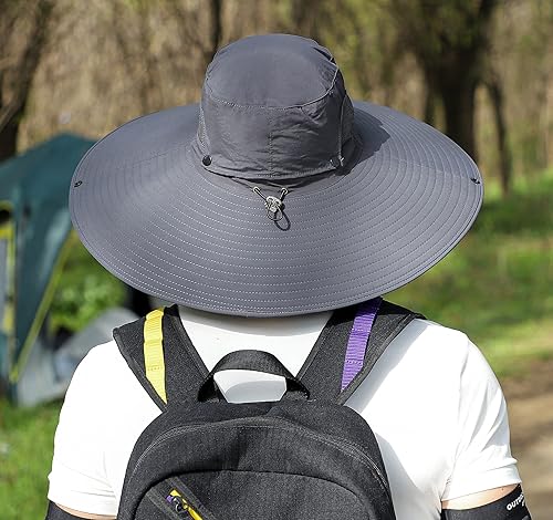 Miniatura 4 de Sombrero de protección solar de ala ancha, unisex, ventilado, para senderismo, playa, pesca, safari, jardín, césped, patio, trabajo, kayak