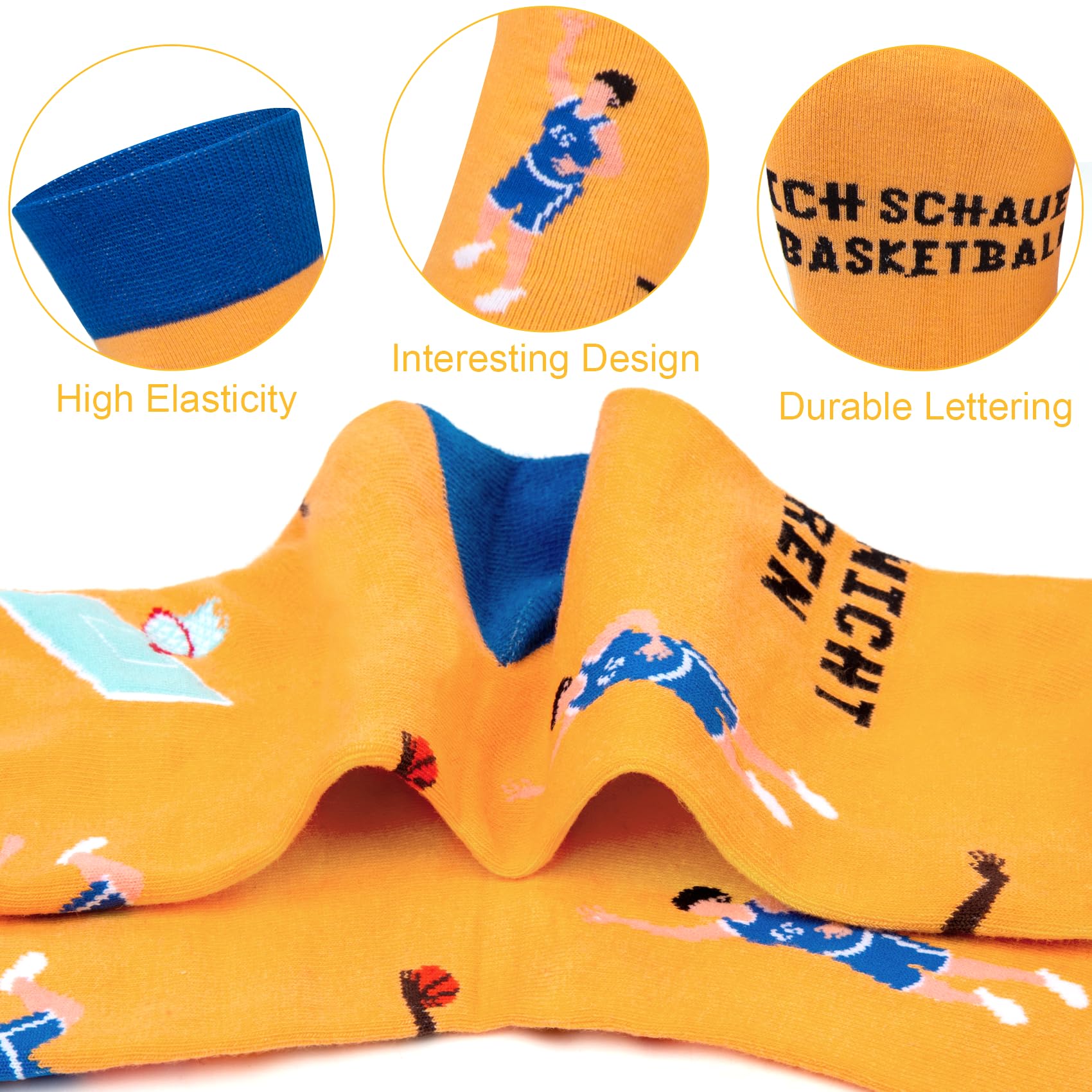 2 Paia di Calzini Divertenti Pallacanestro Regali Divertenti Novità Calzini in Cotone Calze Fantasia Calze regalo da Casa Calzini Invernali Colorati Regalo per Uomo Compleanno, Taglia Unica