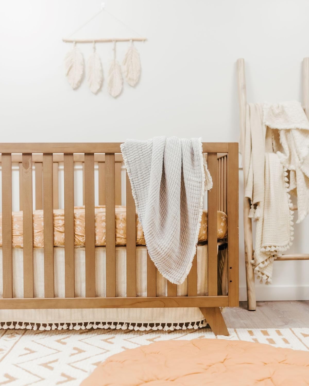 Crane Baby Shoreline Stripe Blanket, Soft Cotton Nursery and Stroller Blanket, 100% Cotton, 36" x 36"