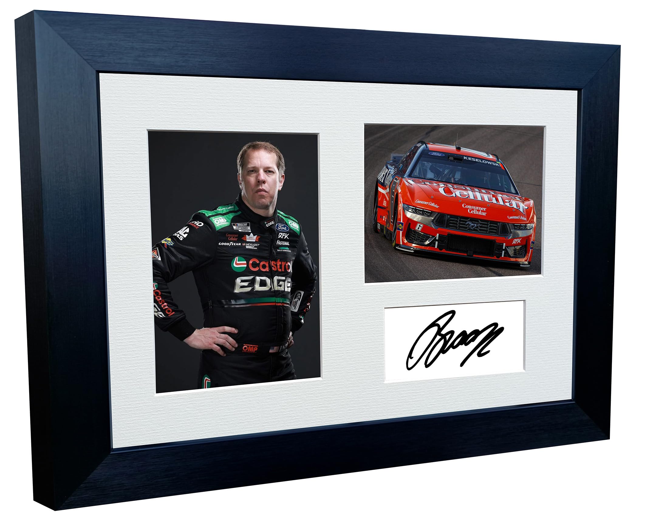 12x8 A4 Brad Keselowski 2024 NASCAR Cup Series No. 6 Ford Mustang Dark Horse for RFK Racing Signed Autographed Signature Photo Photograph Picture Frame Poster Celebration Gift Triple