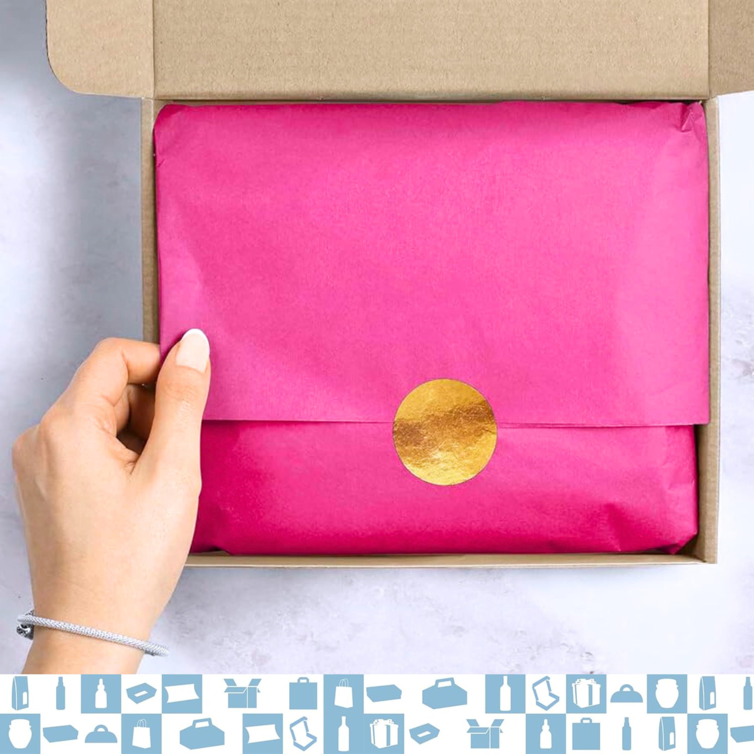 500 Fogli di Carta Velina Rosa Fucsia 50x75 cm - Carta da Imballaggio per Fioristi, Confezioni Regalo, Carta Triturata, Carta da Imballaggio per Pacchi, Decorazioni, Carta Velina per Pompon
