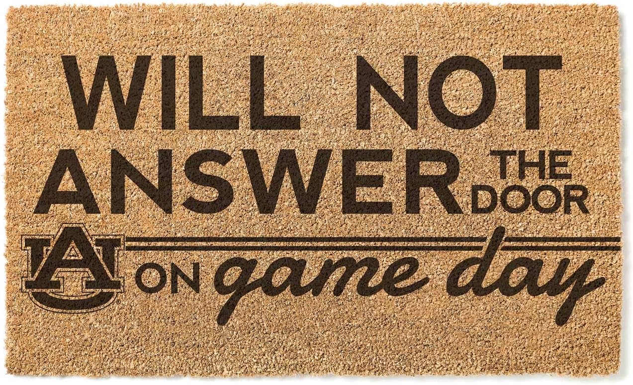 KH Sports Fan Auburn Tigers Will Not Answer on Gameday Coir Doormat, 18x30 Inches, Tigers Outdoor Rug; Display Your Team Spirit with This Unique Auburn Tigers Doormat