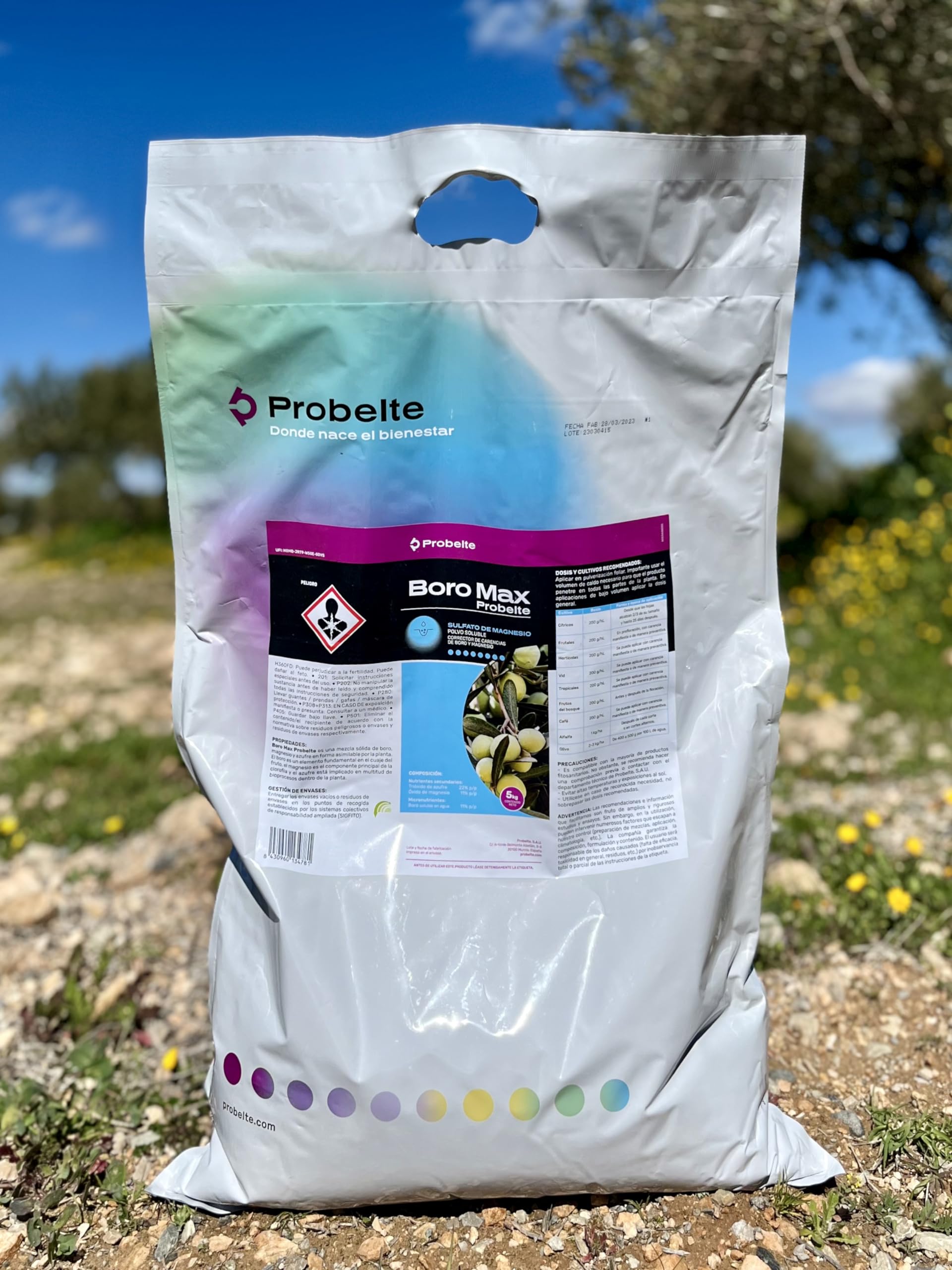 Abono foliar de boro y magnesio 5kg, Corrector, mezcla de boro, magnesio y azufre asimilable para la planta. Boro Max 5kg