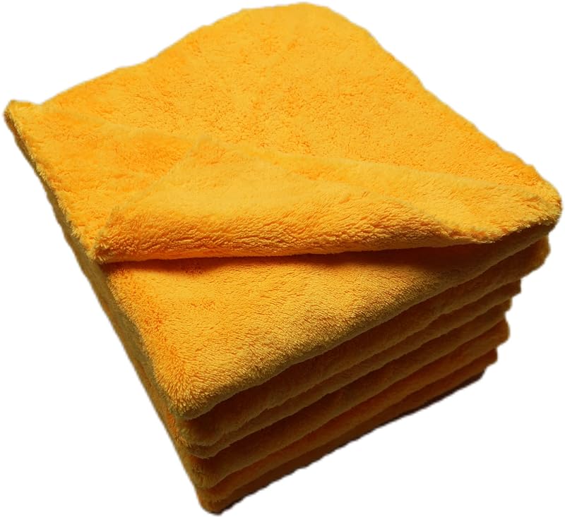 Toalha de Microfibra sem Bordas para Lavagem e Detalhamento Automotivo 500 GSM Laranja, 40,6 x 40,6 cm, 6 unidades