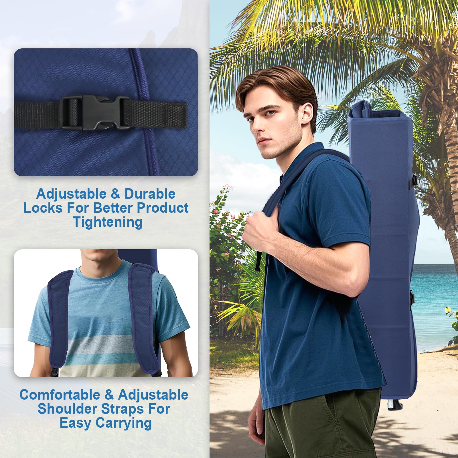 Sillas plegables de camping al aire libre: silla de playa portátil deportiva con toldo, sillas de playa con sombrilla para adultos, silla de camping con sombra para campamento de pesca, resistente