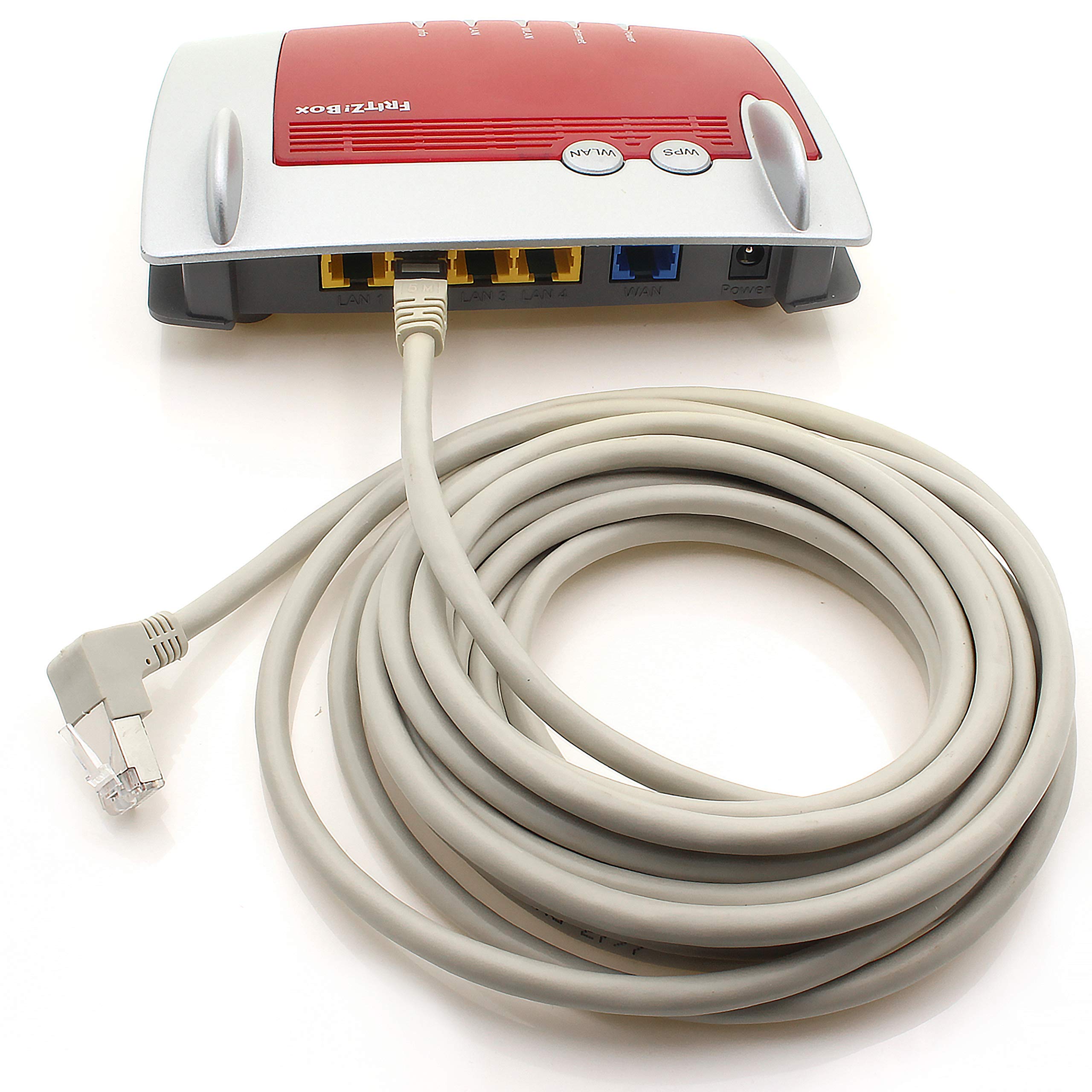 1aTTack.de 366263 Kabel sieciowy kat. 6, kątowy 90 stopni, 10 m - szary - opakowanie 10 szt. - Kabel krosowy Cat6 (SFTP PIMF) 1000 Mbit/s Złącze Rj 45-10 x 10 m metrów szary