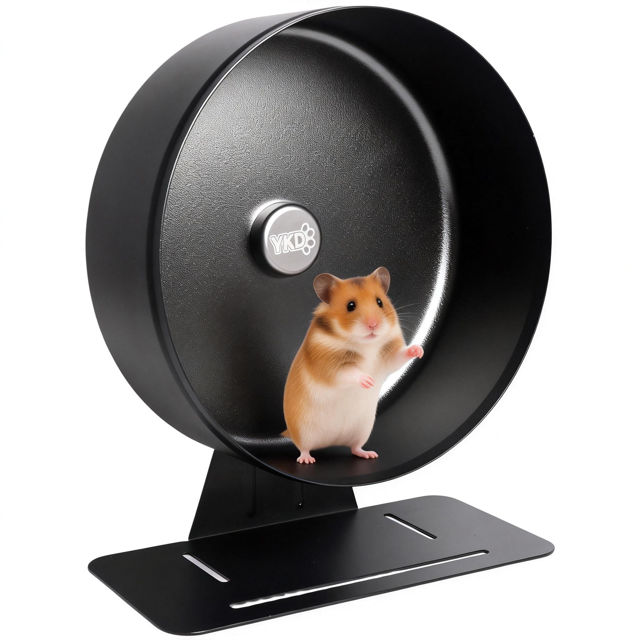 11.8" Silent Hamster Exercise Wheel, Aluminum Alloy Noiseless Running Wheel for Syrian Hamsters, Fancy Rat, Hedgehogs and Small Pets (Base-Black)