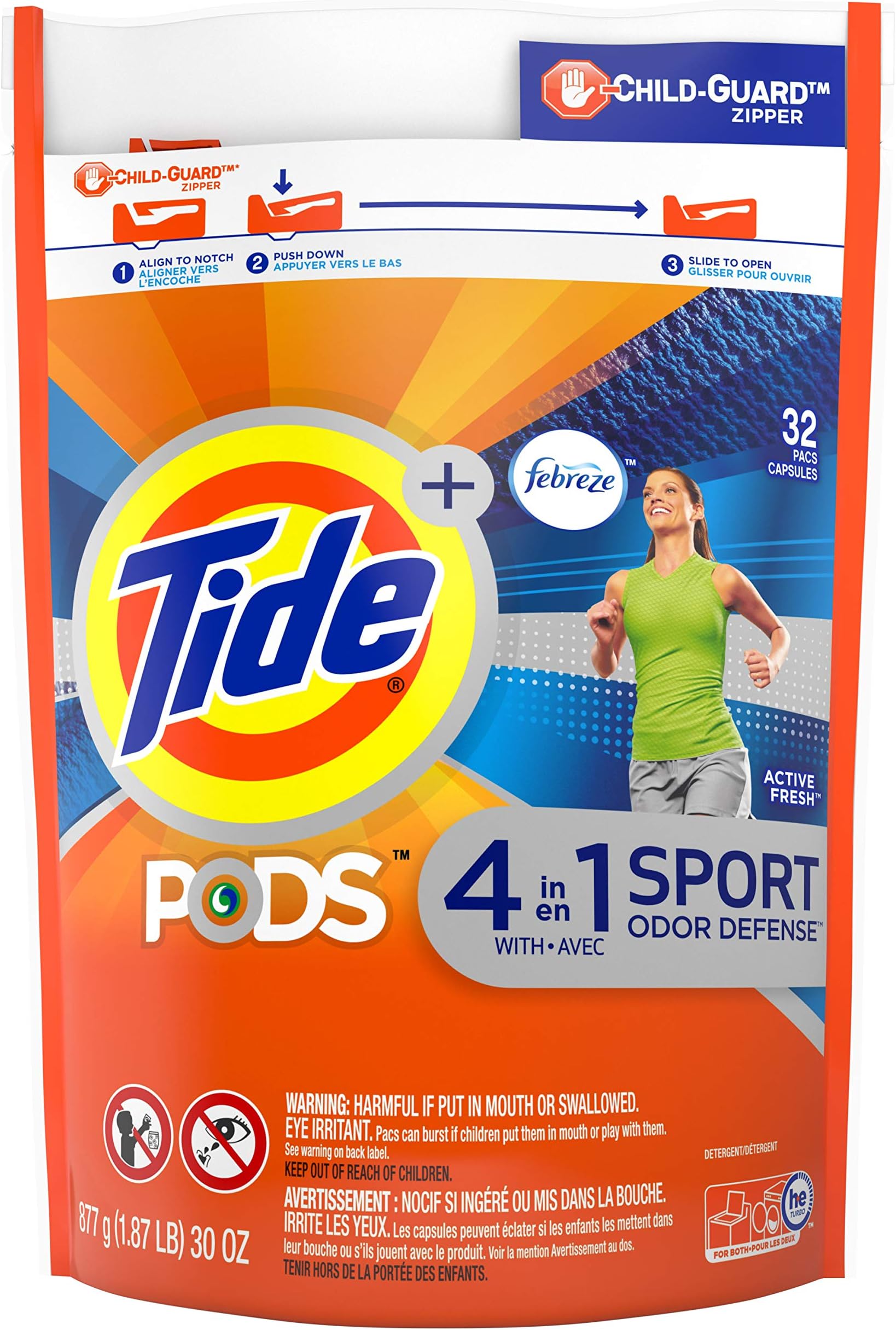 TidePods Febreze Sport Odor Defense, 32 Ct Laundry Detergent Pacs