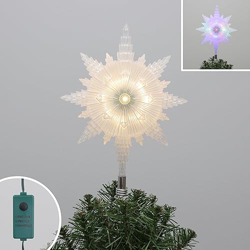 Miniatura 4 de Philips Treetopper estrella esmerilada de 12 pulgadas con bobina, 3 funciones de luz con caja de control, listado UL para uso en interiores, 10 LED