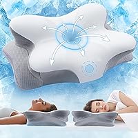 Vista 1 de Almohada cervical para el cuello para aliviar el dolor, almohadas refrescantes de espuma viscoelástica para dormir, almohada ergonómica para dormir