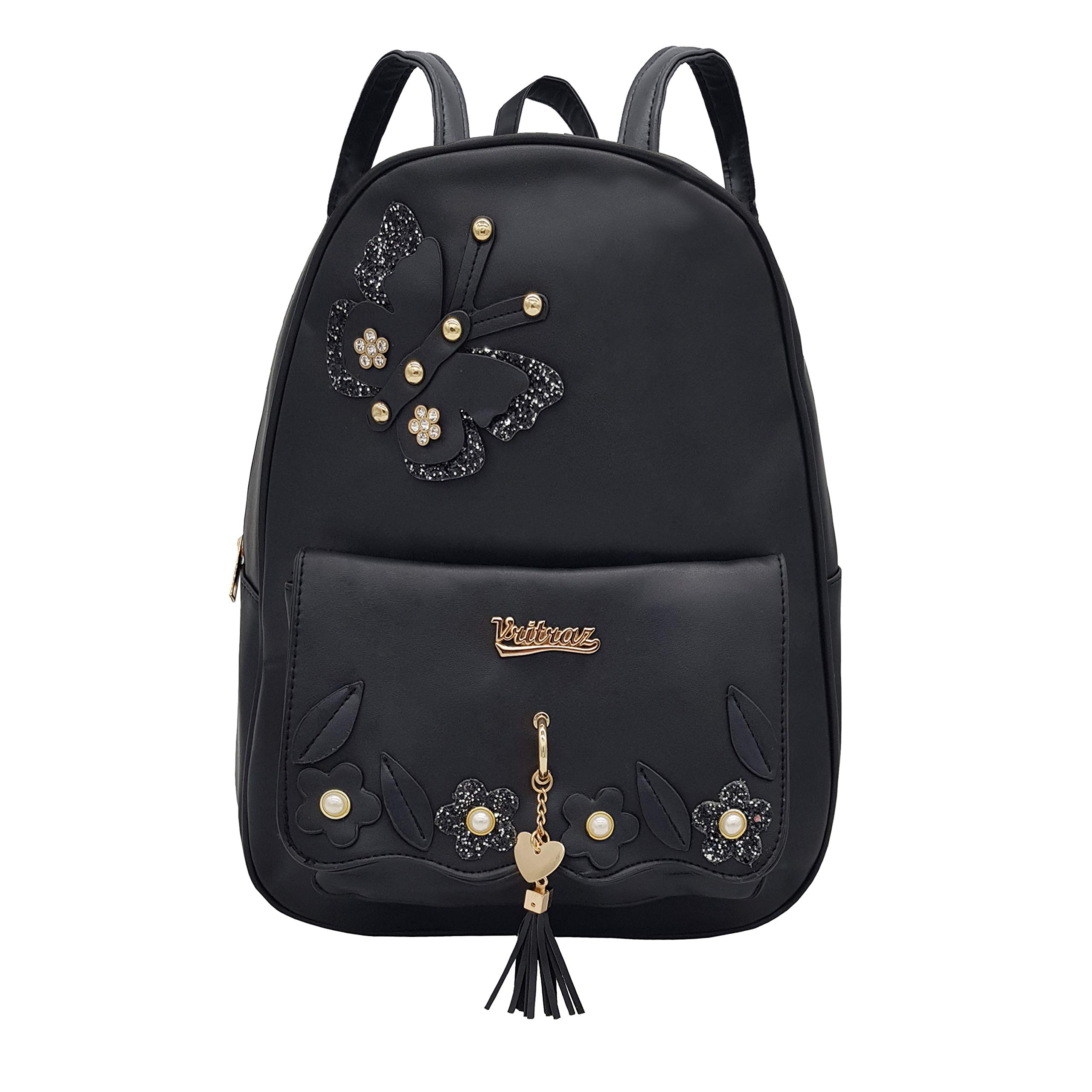 VRITRAZ Butterfly PU Leather Backpack Purse Shoulder Bag, Handbag for Women Girls Ladies Black (B0867M8NL4) Amazon Price History, Amazon Price Tracker