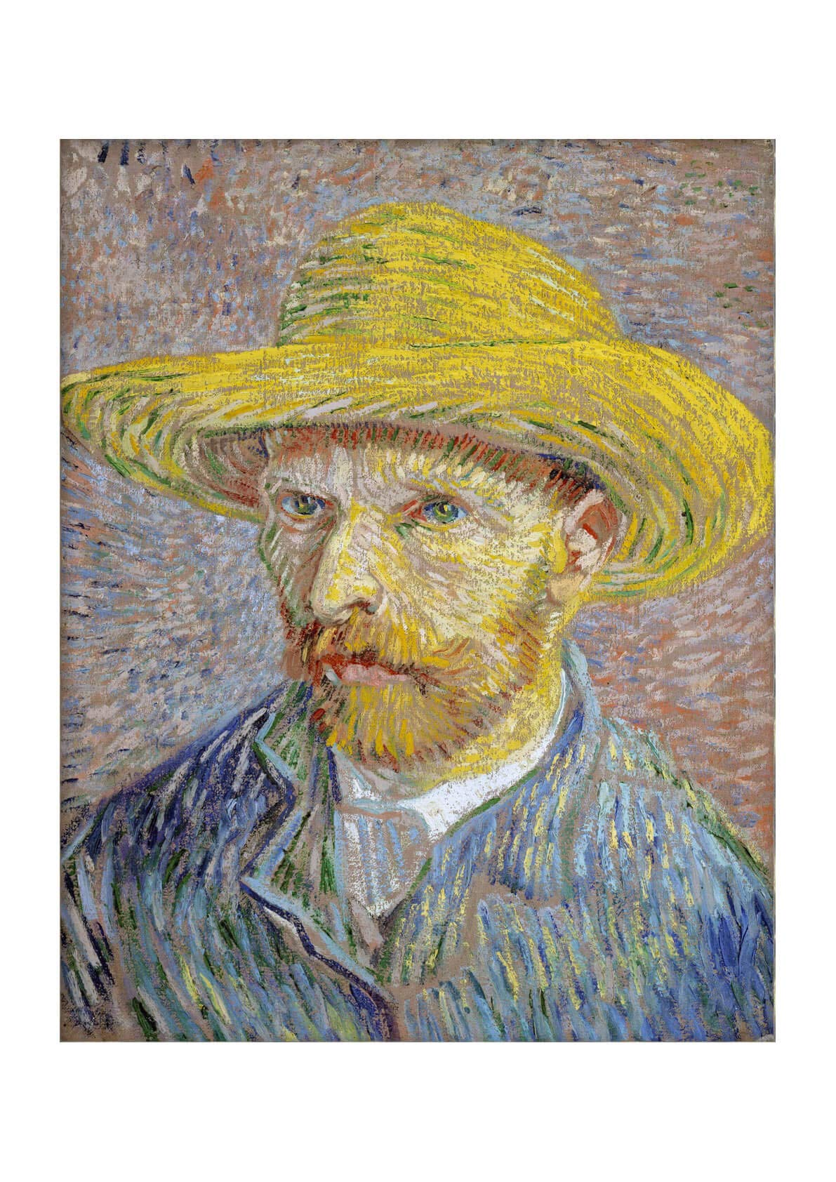 Van Gogh Self Portrait with Straw Hat grand tableau encadré pour salon chic