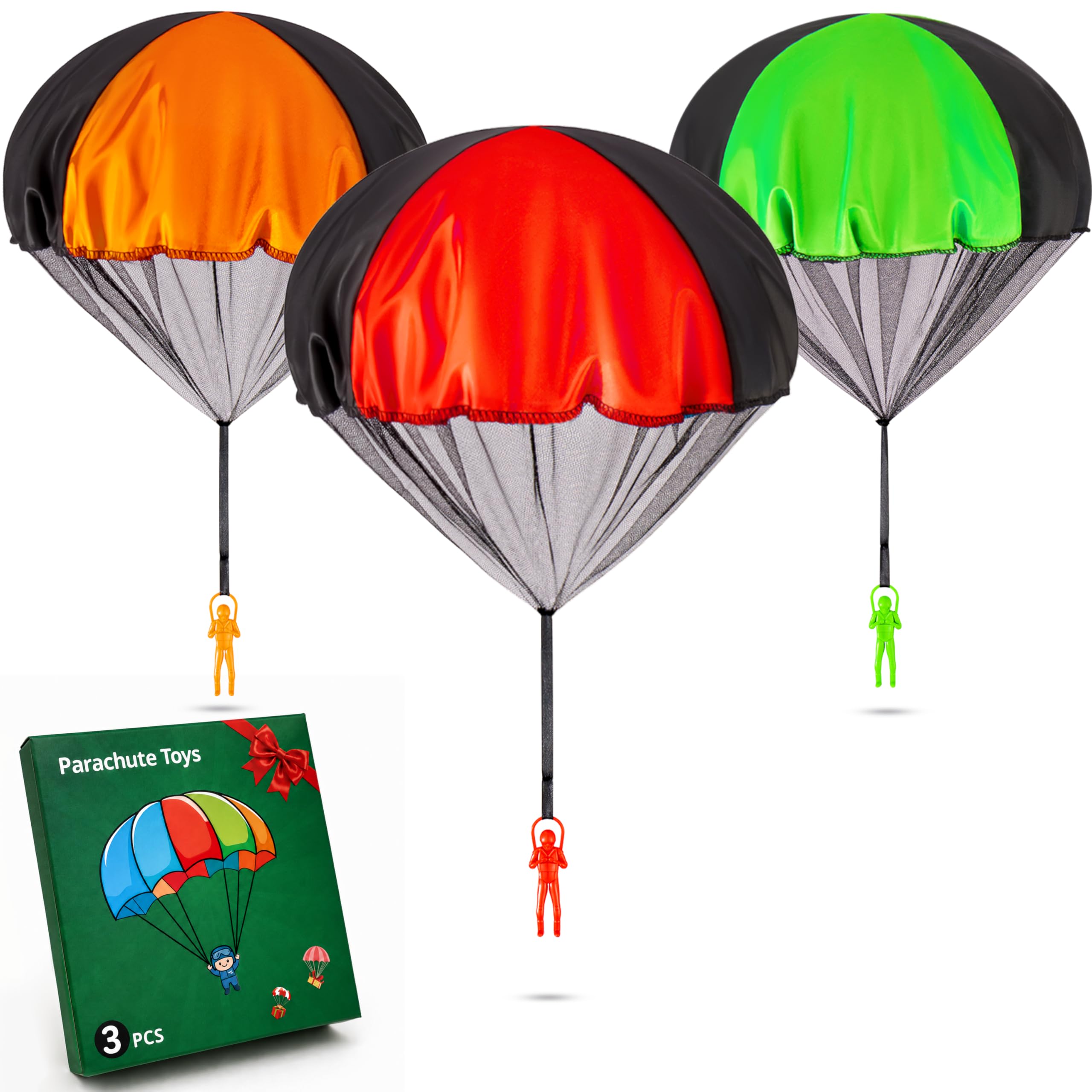 Photo 1 of Yeeeasy Tangle-Free Parachute Toys for Kids, Outdoor Flying Game for Boys Girls Age 3-12, Birthday Gifts & Stocking Stuffers, Rip-Stop Hand Throw Army Men Action Figures, Large 3Pcs