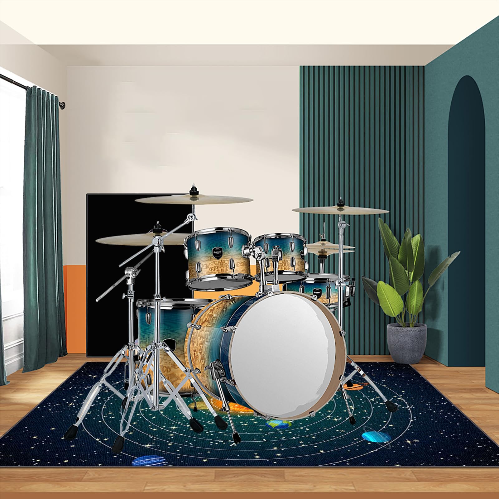 Tappetino per Batteria Elettronica, Tappeto Professionale per Batteria e Strumenti a Percussione Elettronici, Tappeto Drum Carpet Tappeto a Tamburo per Grancassa, Tamburo Rullante 120 x 100 cm