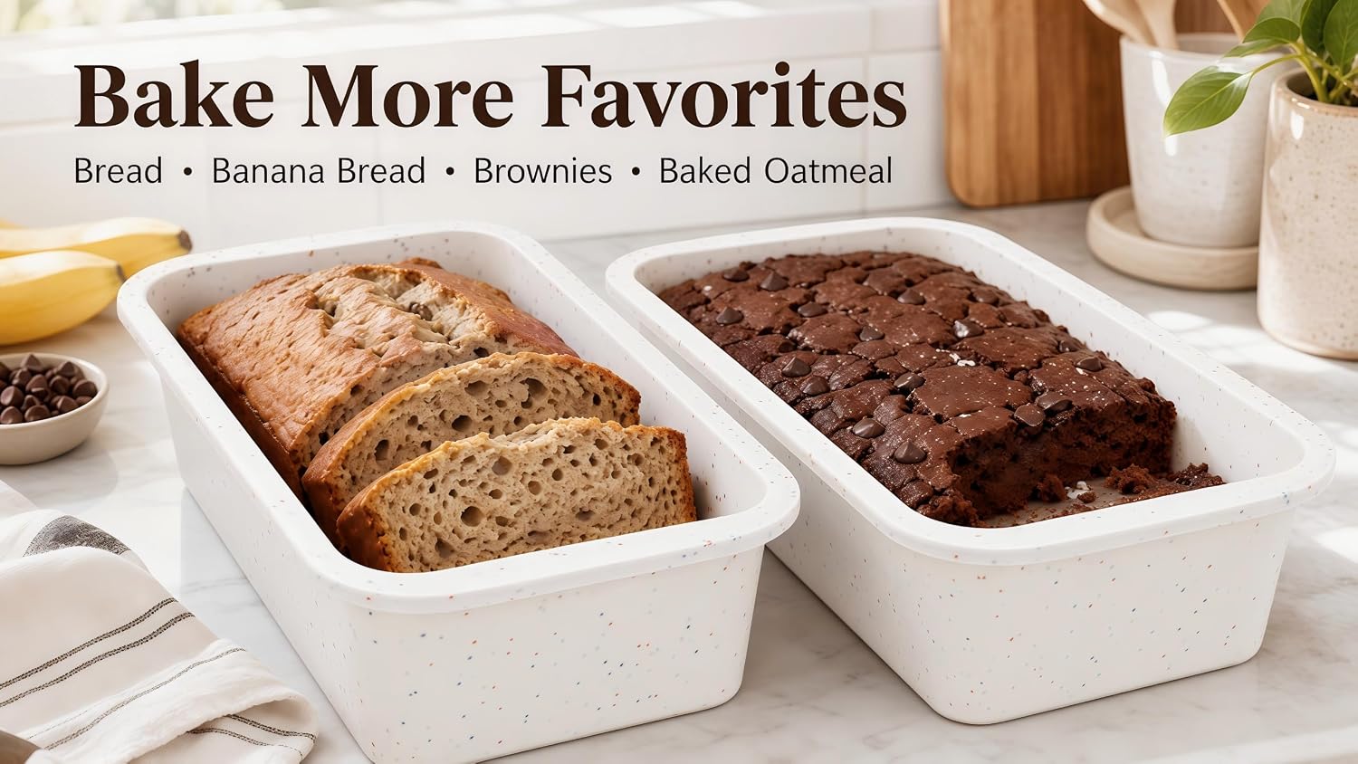 Vinino Silicone Loaf Pan, 100% Food-Grade BPA-Free Pure Silicone, Standard 8.5 x 4.5 Inch 2-Pack, Easy Release & Easy Clean for Bread Banana Bread Baking