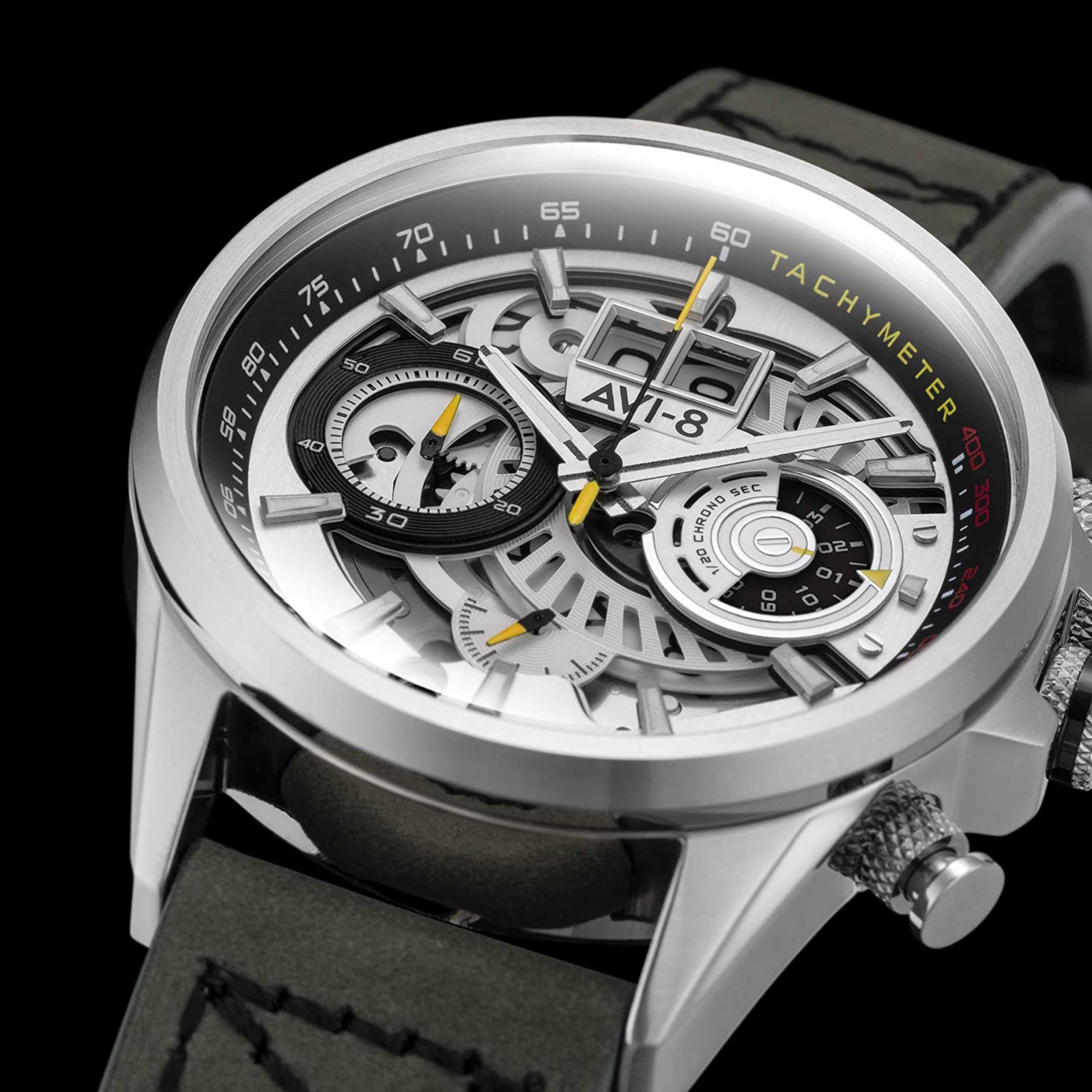 AVI-8 Hawker Harrier Matador Herren-Chronograph, 44 mm, mit Lederband, AV-4125