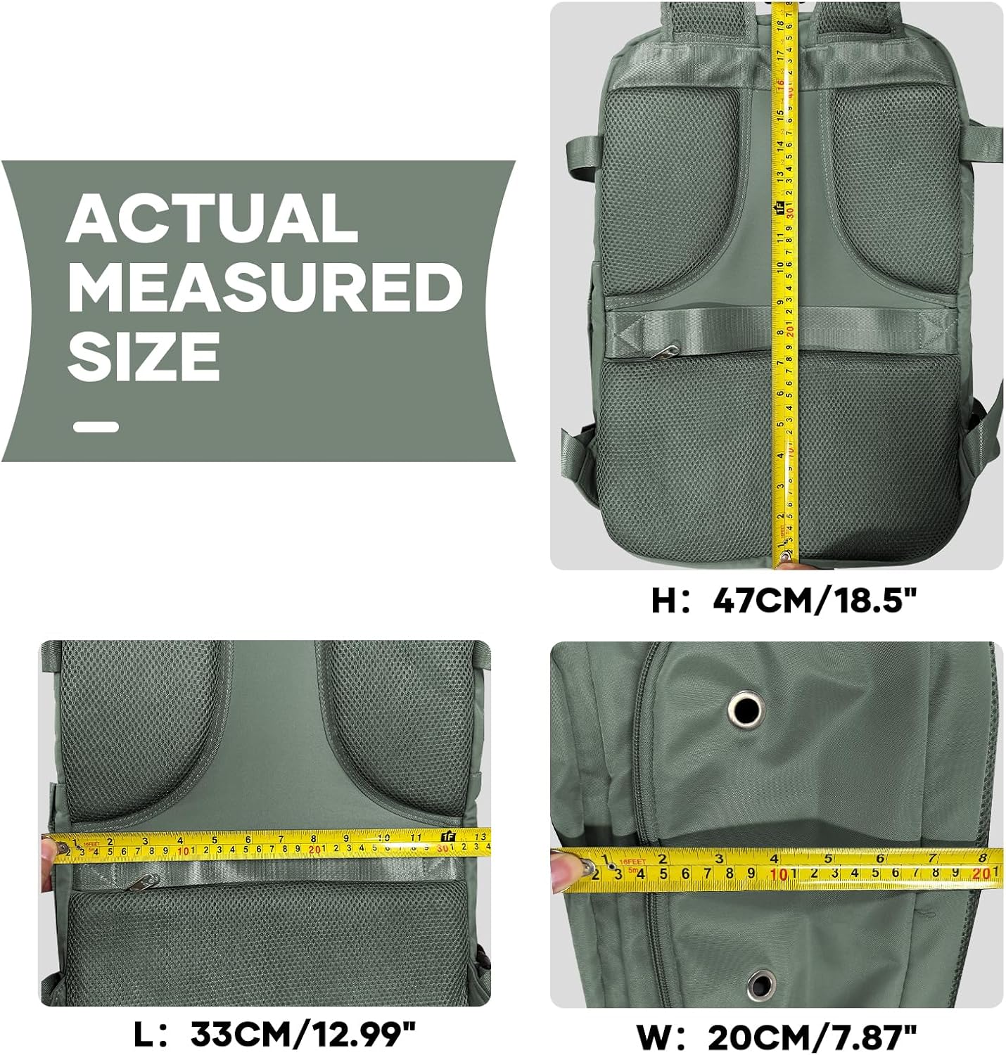 coowoz Large Travel Backpack For Women Men,Carry On Backpack Flight Approved,Hiking Backpack Waterproof Outdoor Rucksack Casual Daypack Fit 15.6 Inch Laptop Shoes Compartment,30L(Olive Green)