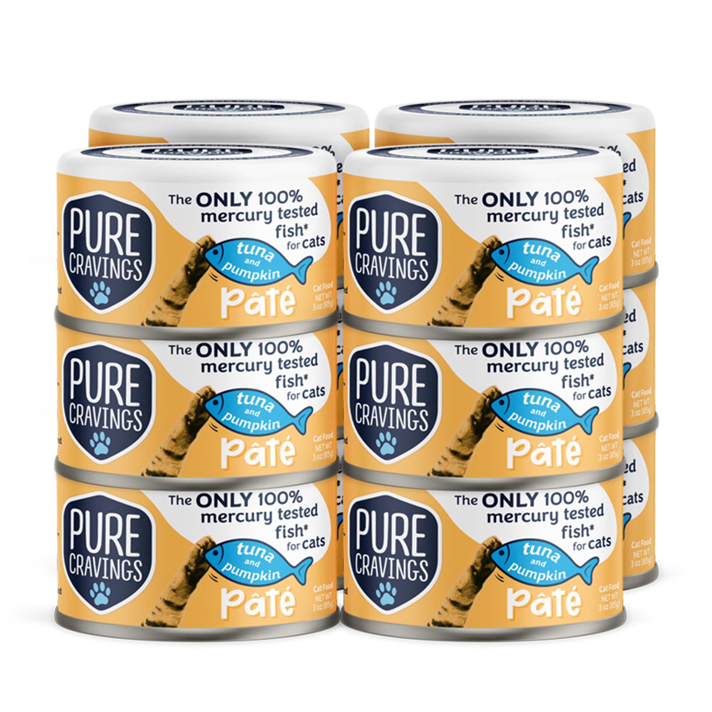 Pure Cravings Tuna and Pumpkin Pate, Canned Wet Cat Food, 100% Mercury-Tested, Moist Can Fish, Grain-Free Protein, Non-GMO, 12 Pack