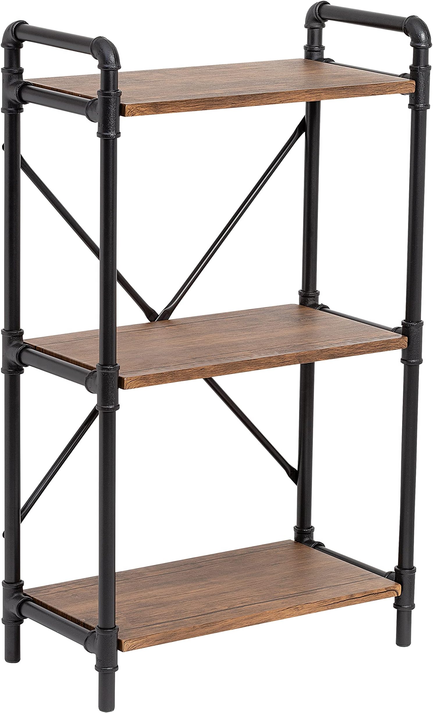 HoneyCanDo 3Tier Industrial Black Bookshelf SHF08839