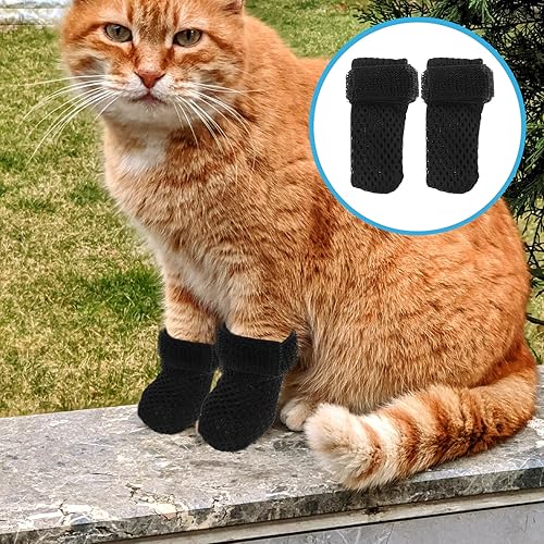 Miniatura 7 de Orejeras ajustables para patas de gato, cubiertas protectoras para patas, zapatos de gato, tapas de garra antiarañazos, ajuste cómodo para