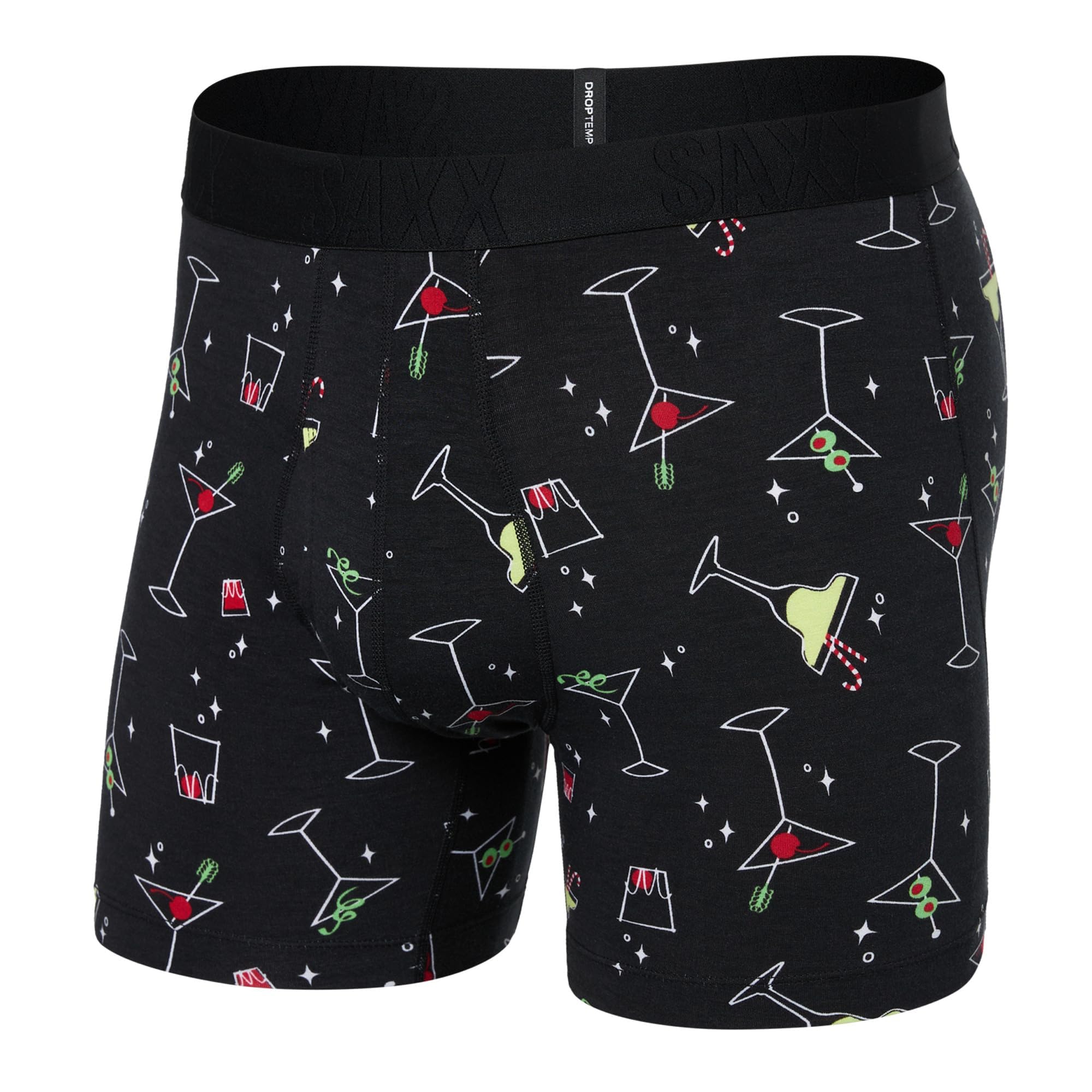 SAXX Underwear Co. Men's Droptemp Cooling Cotton Boxer Brief Fly, Atomic Happy Hour-black, M