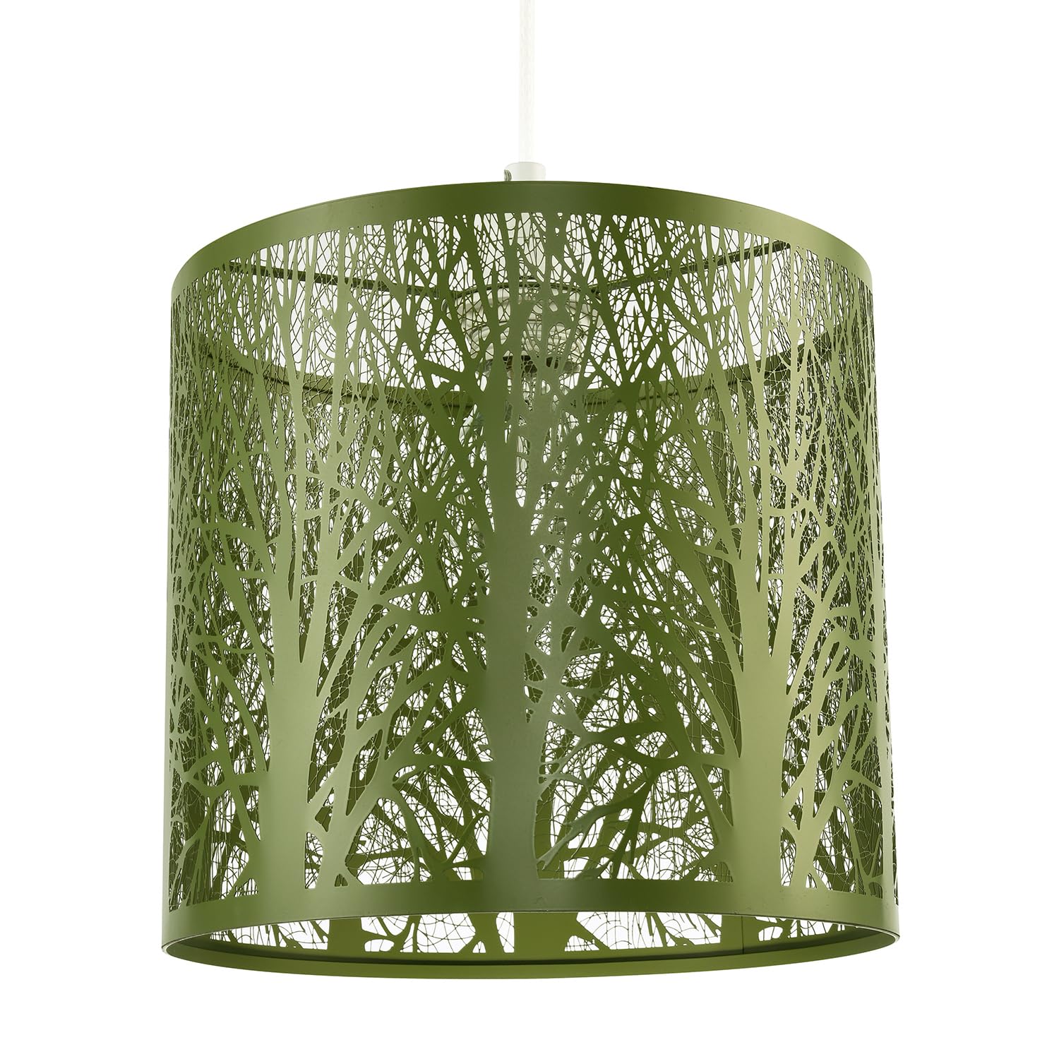Unique and Beautiful Olive Green Metal Forest Design Pendant Shade by Happy H...