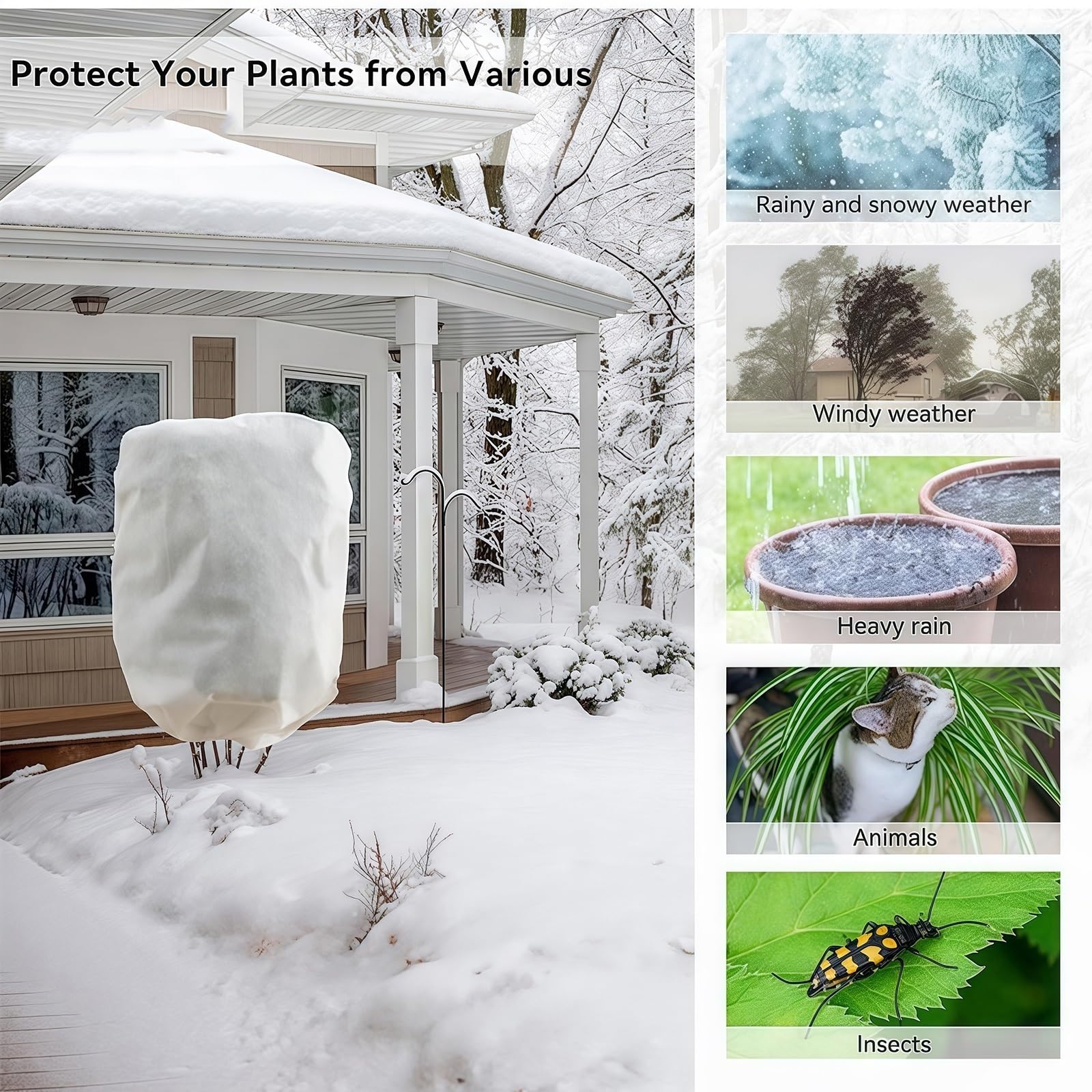 Cubiertas botánicas para protección de plantas de invierno, reutilizables, con cremallera y cordón, ideal para árboles y arbustos