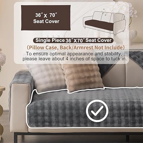 Miniatura 2 de Funda de terciopelo de felpa suave para sofá, funda antideslizante y esponjosa para sofá modular de 3 cojines, sofá L afilado, funda protectora de