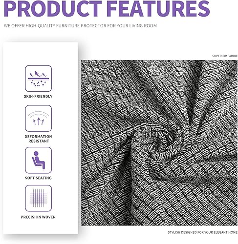 Miniatura 4 de ZNSAYOTX - Fundas de sofá para sala de estar (4 piezas), antideslizantes, fundas de sofá para 3 cojines, sofá, mascotas, perros, funda lavable a