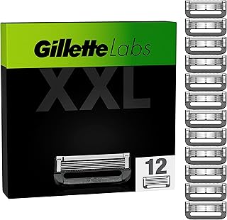 Gillette Labs Razor Blades Men, Pack of 12 Razor Blade Refills, Compatible with GilletteLabs with Exfoliating Bar and Heated Razor