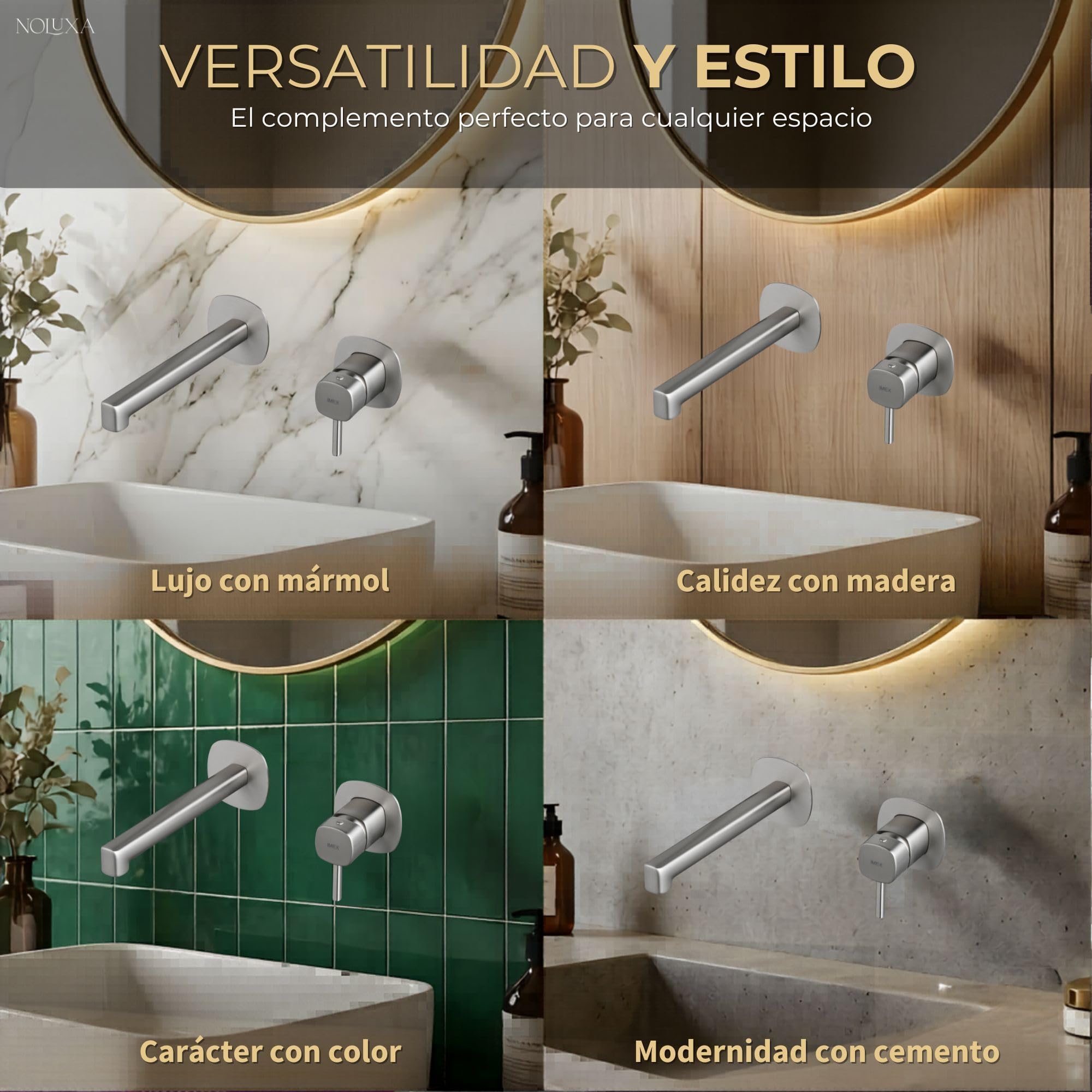 IMEX - Robinet de lavabo encastré chromé | Robinet de lavabo mural mitigeur eau froide et chaude | Robinetterie en laiton avec cartouche céramique Ø35 mm | Série Toscane