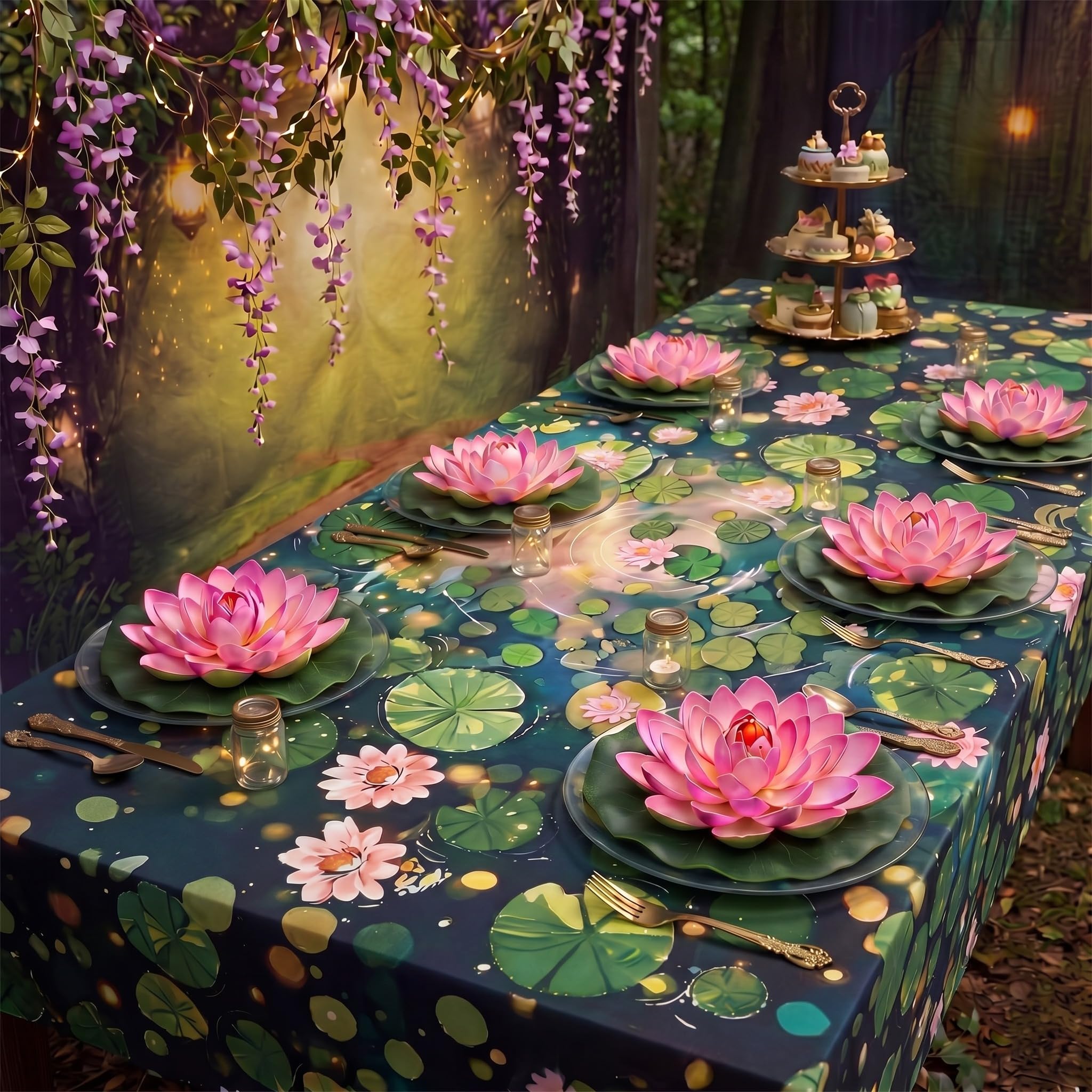 Photo 1 of Flutesan Princess Lotus Pond Tablecloth, 108 x 54 Inch