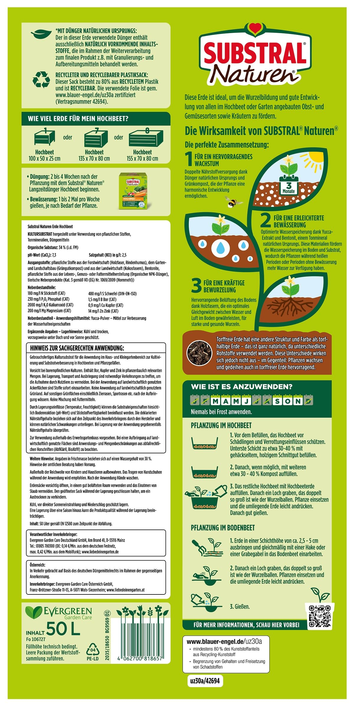 SUBSTRAL® Naturen® wysoka grządka beztorfowa - 50 litrów