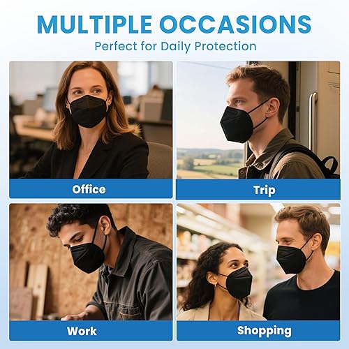 Miniatura 8 de YIDERBO KN95 - Mascarilla facial 50 unidades mascarillas de protección transpirables 5 capas mascarillas negras KN95 máscaras de seguridad contra el