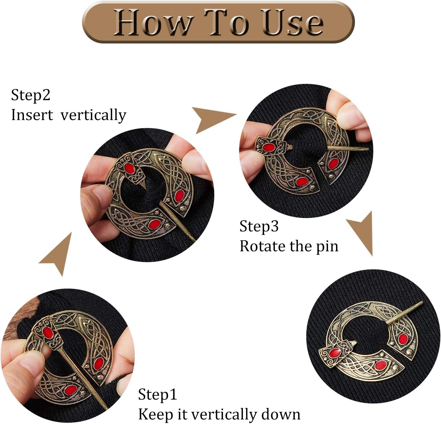 Celtic Cloak Pins Vintage Viking Brooches Shawl Pin Celtic Scarf Shawl Buckle Medieval Clasp Pin Brooch Penannular Brooch for Jewelry Costume - Image 3