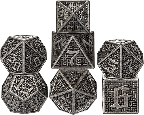 Miniatura 38 de UDIXI - Juego de dados de 12mm Mini DND, juego de 7 dados de metal poliédricos D&D para juegos de rol (Cobre)