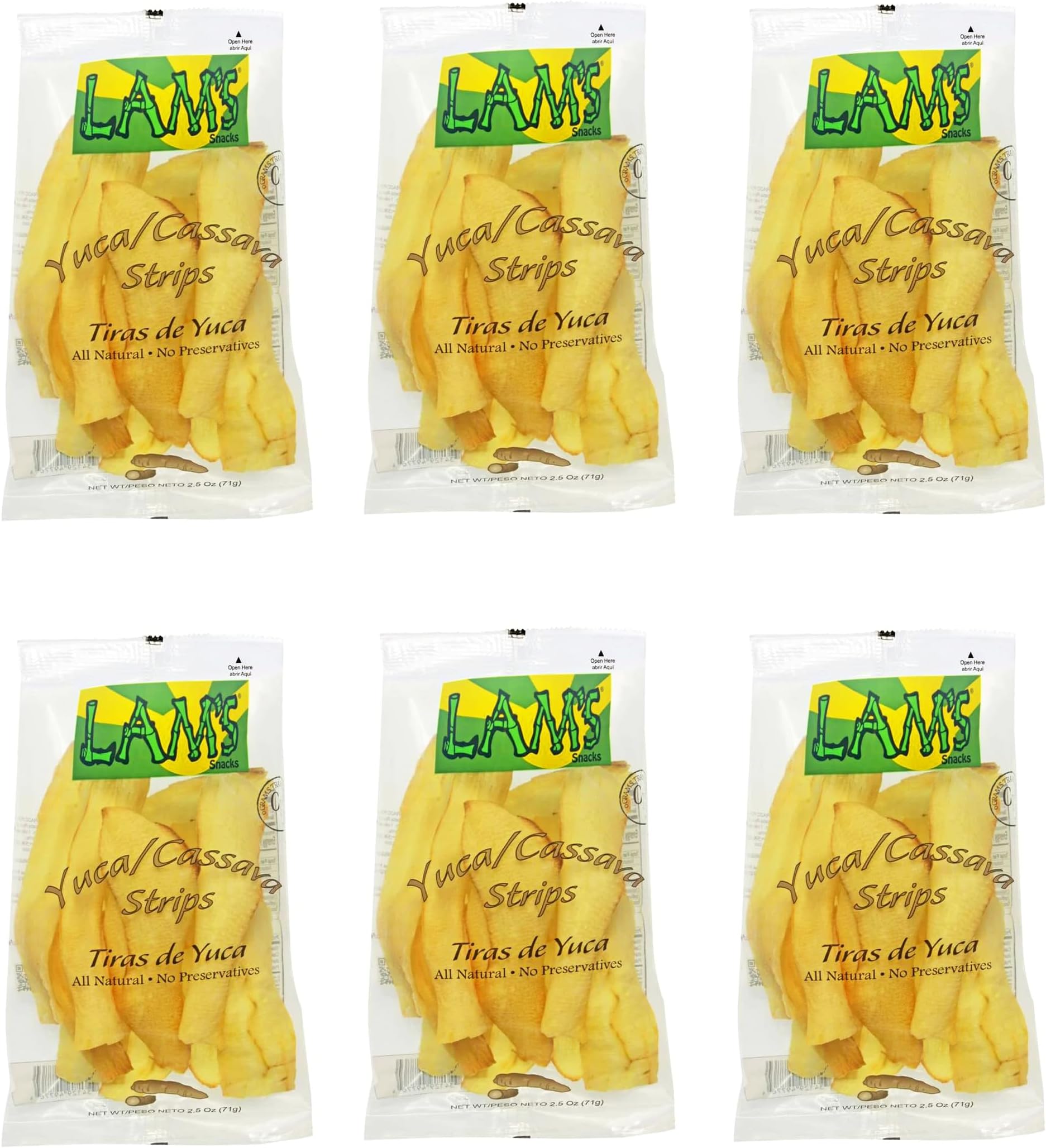 Premium Quality Cassava strips - Potato Chips - Yuca - banana chips - Salted - Variety Pack - healthy snacks - Avocado oil chips - 2.5 oz (Pack 06)