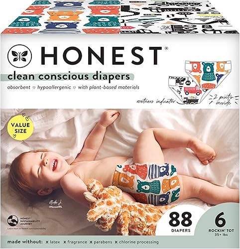 The Honest Company - Caja de Super Club pañales conscientes limpios de esta manera de esa manera  grandes camiones tamaño 6 88 cuentan el embalaje
