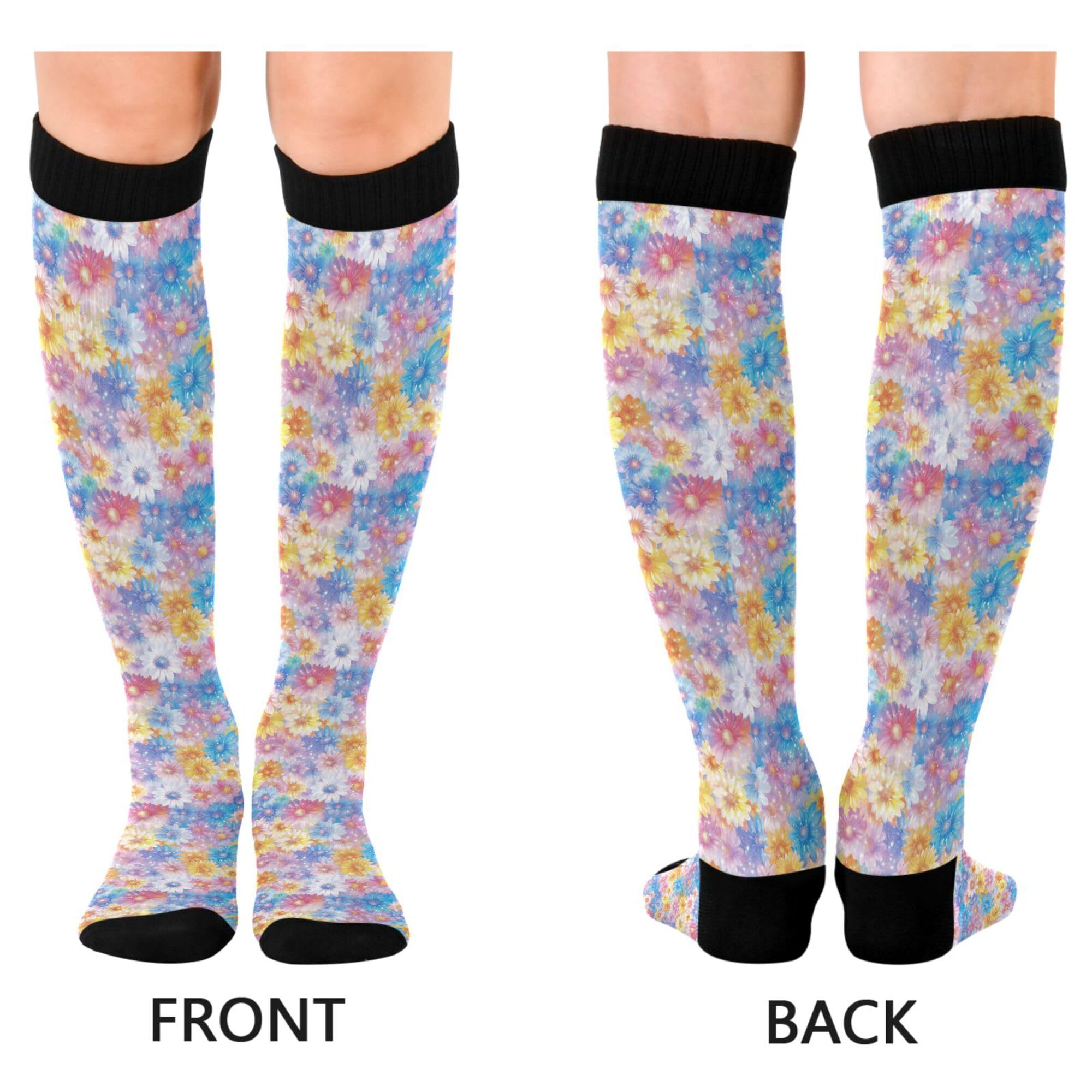 Caihoyu Compression Socks Men Graduated Support For Nurses, Athletic, Travel & Flight Socks Parents' Day Beautiful Flowers