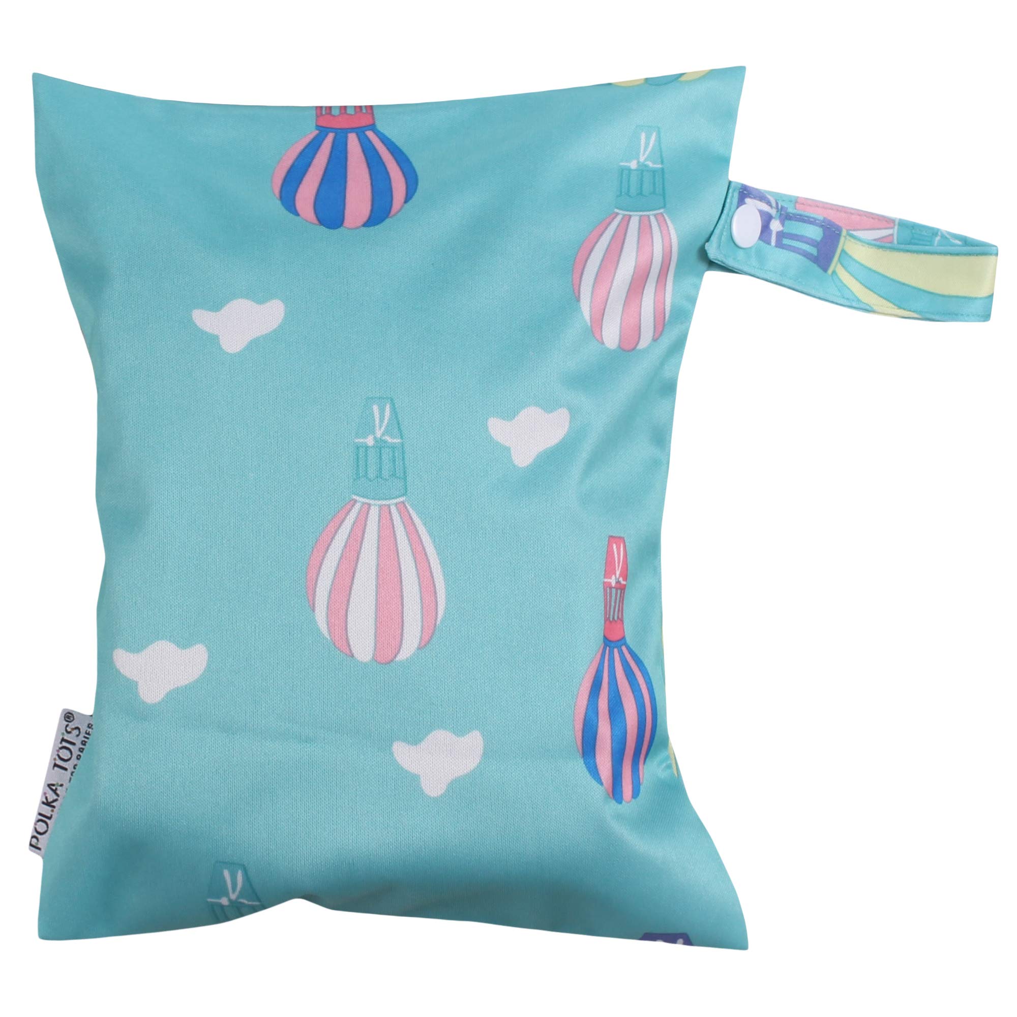 POLKA TOTS Waterproof & Reusable Wet Dry Baby Diaper Bag with Zipper for Travel, Beach, Pool, Dirty Gym Clothes, Wet Swimsuits, Toiletries (20 x 25 CMAir Balloon)-picture-12