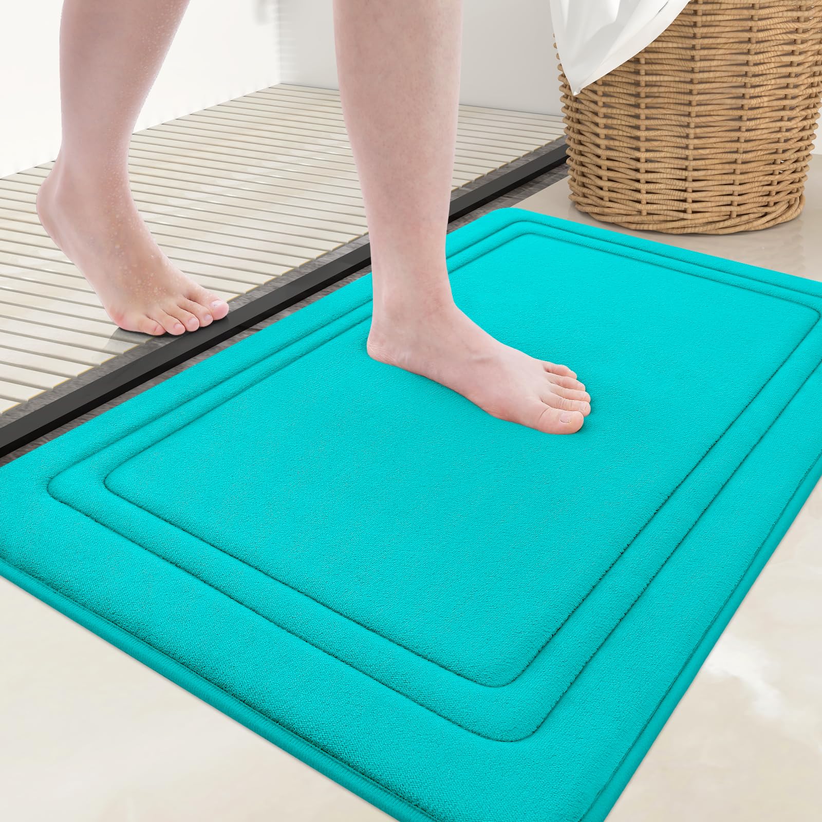 Grandaily Memory Foam Bath Mat Rug 24x16, Ultra Soft, Non-Slip and Absorbent Bathroom Rugs, Machine Wash Dry, Comfortable Bath Carpet for Bathroom