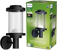 Vista 1 de PHILIPS LED Farol redondo de pared para exteriores, 1 unidad, color blanco brillante (3000 K) 650 lúmenes (11 W = 50 W), resistente a la intemperie