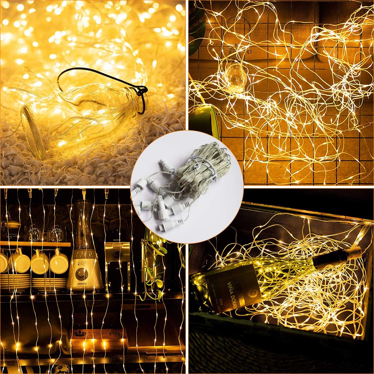 Luci LED for Tende da Finestra, 300 LED 8 modalità Luce Scintillante alimentata Tramite USB con Telecomando for Decorazione di Camera da Letto, Matrimonio e Sfondo Festivo /75