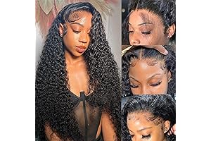 Odored Deep Curly Human Hair Wigs with 13x6 Transparent Lace