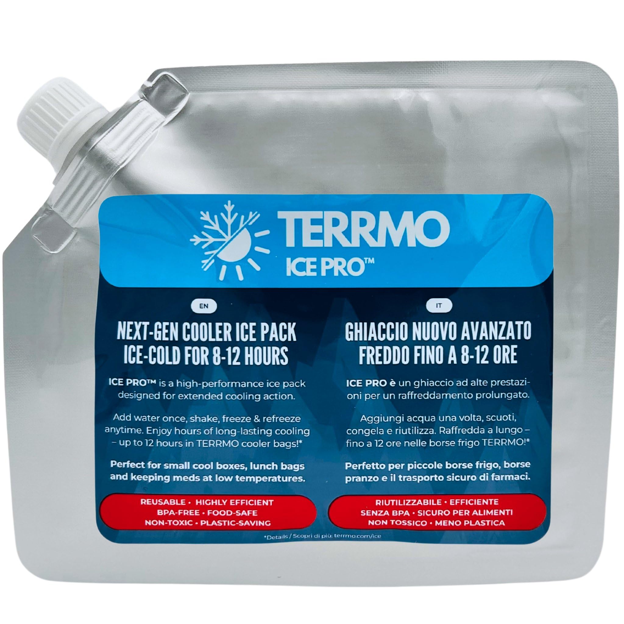 TERRMO Ice Pro™ Premium Small Ice Pack for Lunch Box & Cooler Bag | Long-Lasting Freezer Packs 8–12h | Reusable Gel Cool Pack for Food, Drink, Medication, Breast Milk | 350ml – 19x16cm – 1 Pack