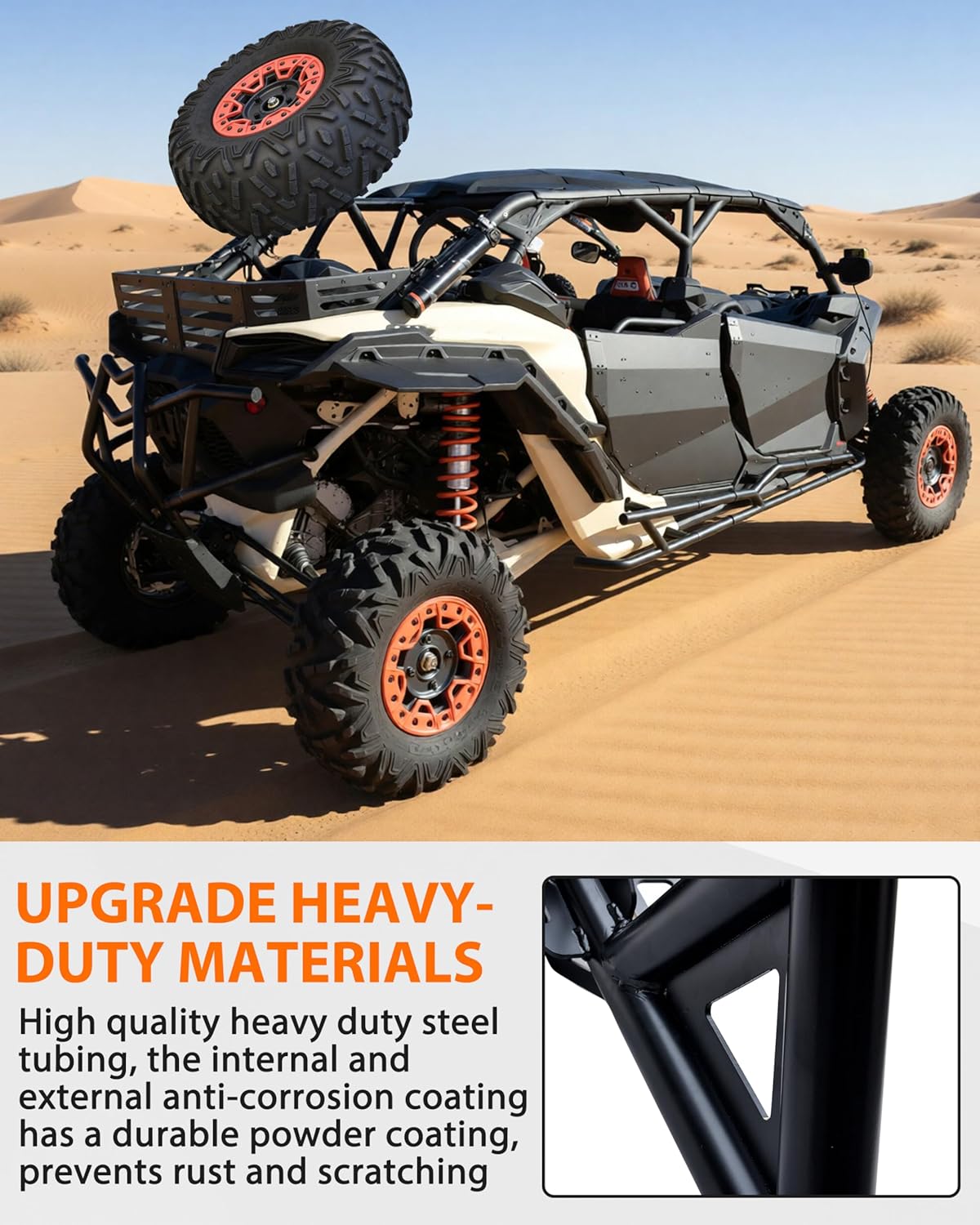 SAUTVS Heavy Duty Rear Spare Tire Carrier Mount Rack Holder for Can-Am Maverick X3 XDS XRS MAX Turbo RR 2017-2026 Accessories